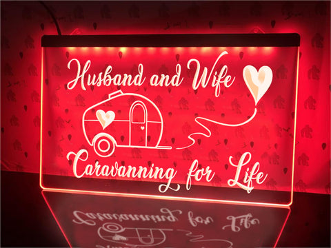 Image of Husband and Wife Caravanning for Life Illuminated Sign