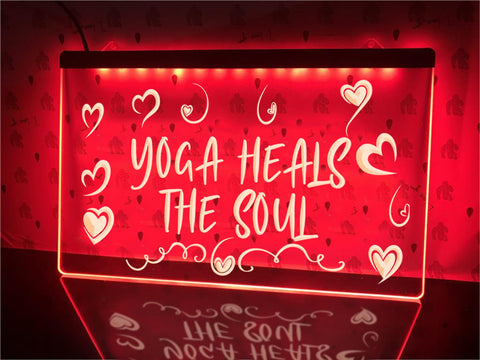 Image of Yoga Heals the Soul Illuminated Sign