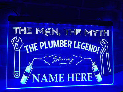 The Plumber Legend Pesonalized Illuminated Sign