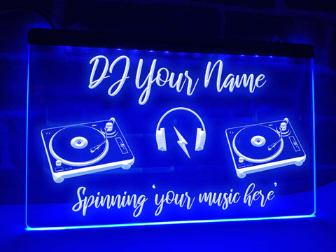 Image of DJ Spinning Your Music Illuminated LED Neon Sign