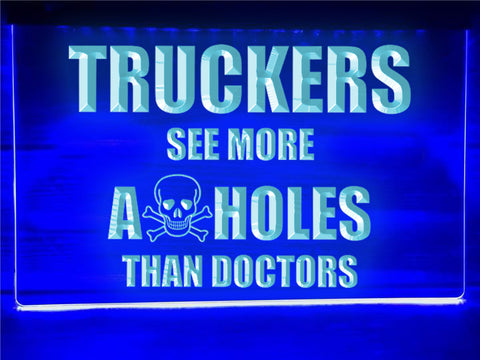 Image of Trucker Skull Illuminated Sign