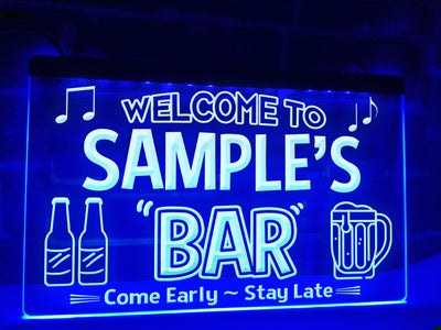 Personalized Neon Bar Sign Blue