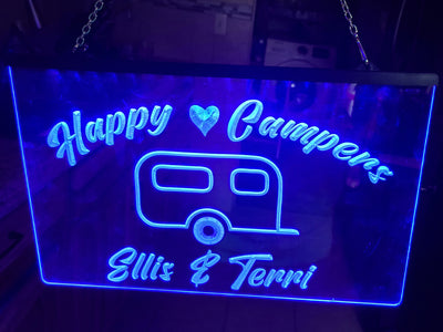 Happy Campers Personalized Illuminated Sign