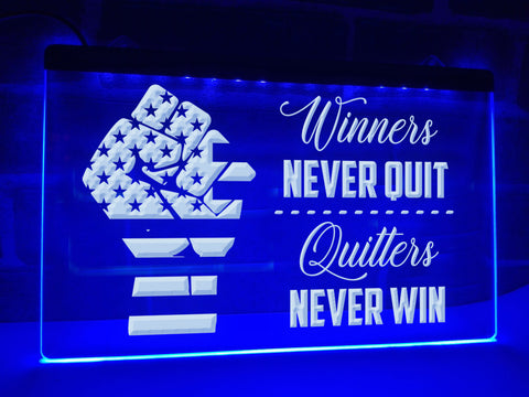 Image of Winners Never Quit Illuminated Sign