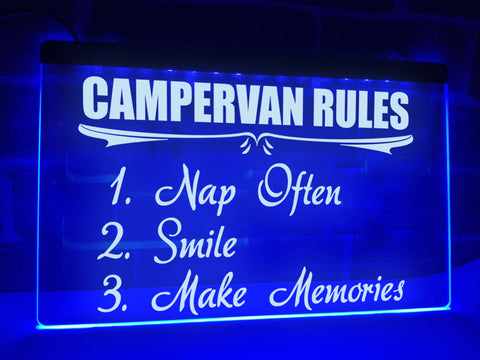 Image of Campervan Rules Illuminated Sign