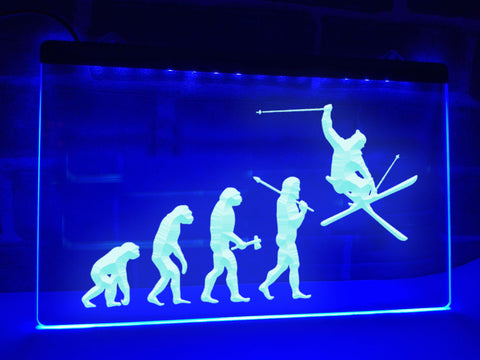 Skier Evolution Illuminated Sign