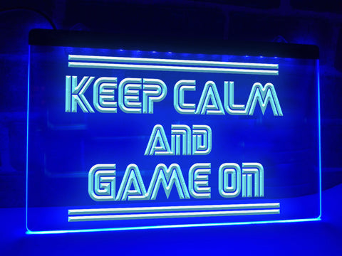 Image of Keep Calm and Game On Illuminated Sign