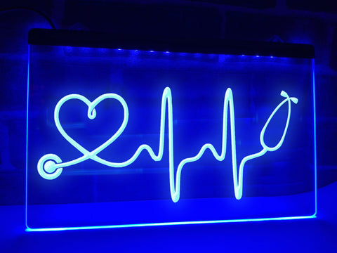 Image of Stethoscope Heartbeat Illuminated Sign