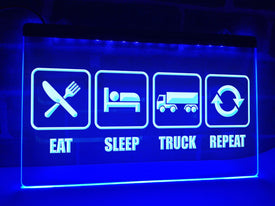 Eat Sleep Truck Repeat Illuminated Sign