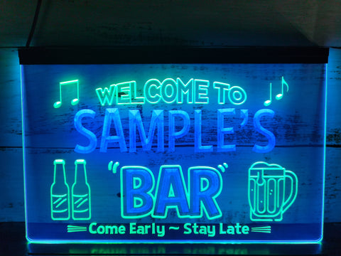 Image of Welcome to My Bar Personalized Two Tone Illuminated Sign