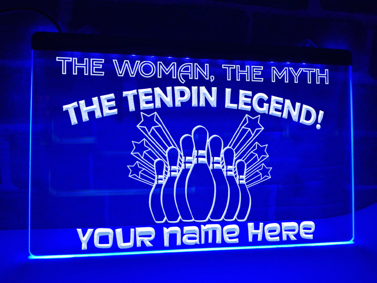 Tenpin Bowling Legend Personalized Illuminated Sign