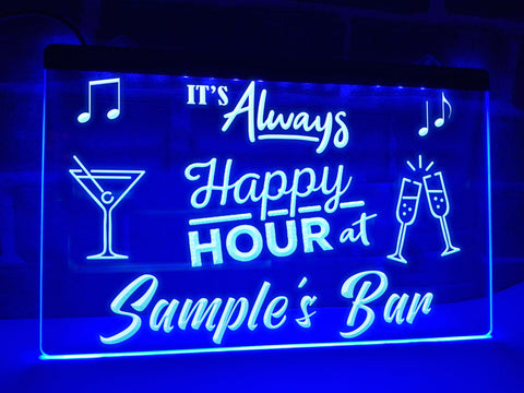 Happy Hour Bar Sign Blue