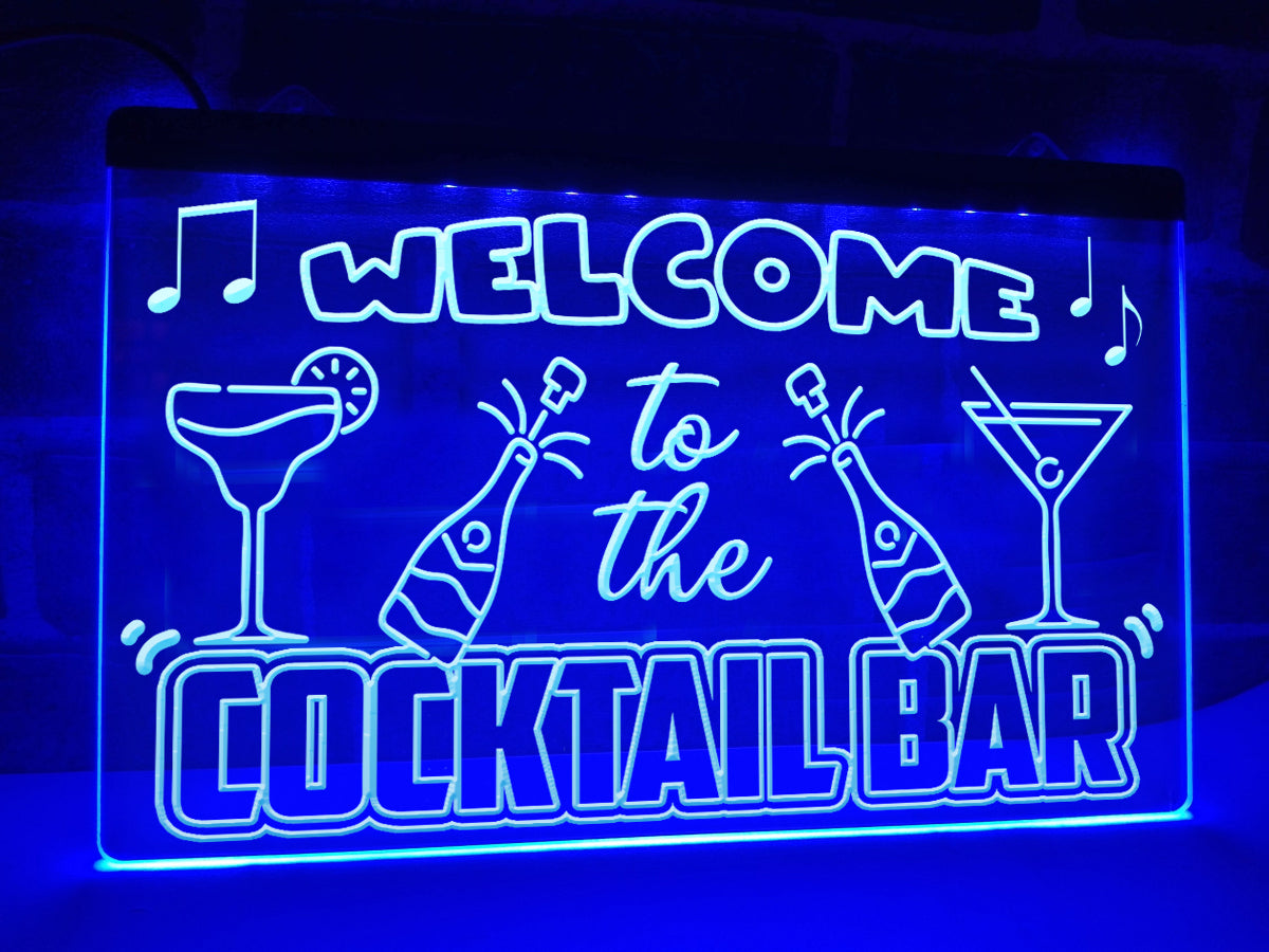 Welcome to the Cocktail Bar Illuminated Sign