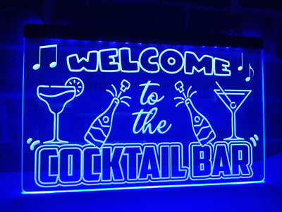 Welcome to the Cocktail Bar Illuminated Sign