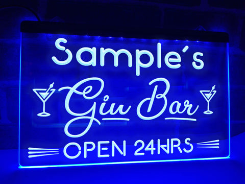 Image of LED Gin Bar Sign Blue
