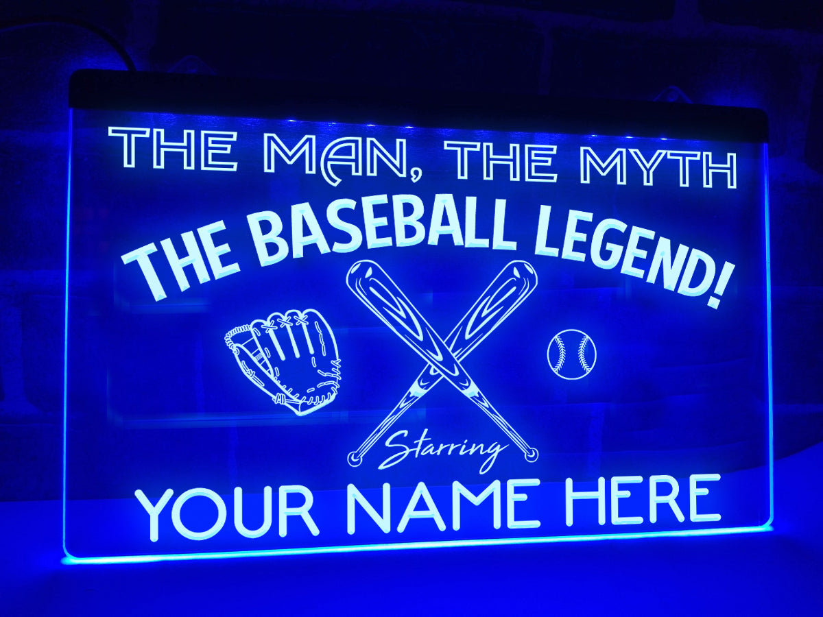 The Baseball Legend Personalized Illuminated Sign