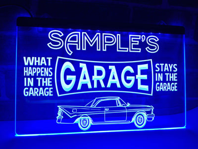 Car Garage Personalized Illuminated Sign