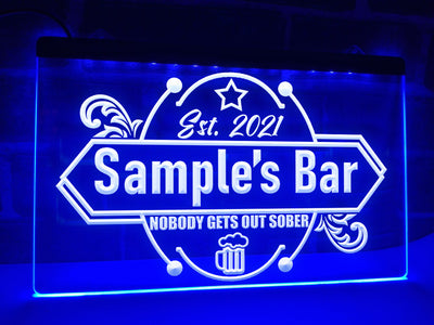 Nobody Gets Out Sober Personalized Illuminated Bar Sign