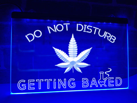 Image of Getting baked Cannabis blue neon sign 
