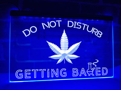 Getting baked Cannabis blue neon sign 