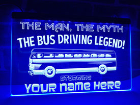 Bus Driving Legend LED Neon Sign in Blue