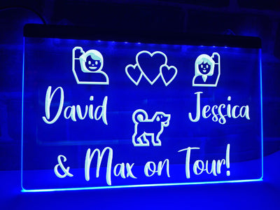 On Tour with Dog Personalized Illuminated Sign