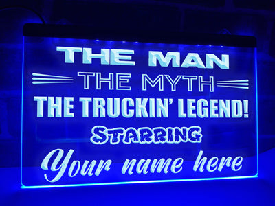 neon trucking legend sign - blue