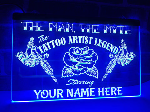Image of Tattoo Artist Legend Personalized Illuminated Sign