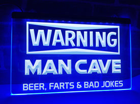 Warning Man Cave Illuminated Sign