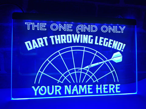 Image of Dart Throwing Legend Personalized Illuminated Sign