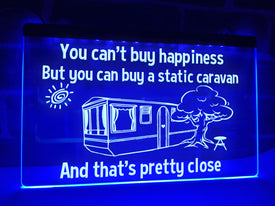 Static Caravan LED neon sign in blue