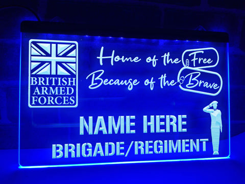 Image of British Armed Forces Personalized Illuminated Sign