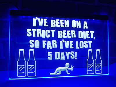 Strict Beer Diet Funny Illuminated Sign