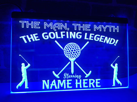 Image of The Golfing Legend Personalized Illuminated Sign