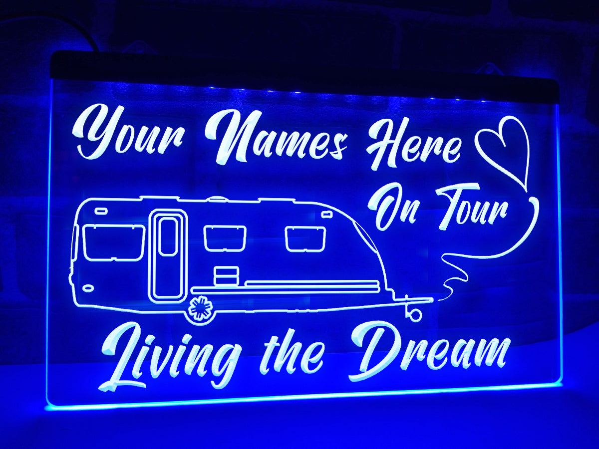 Personalized Caravan on Tour LED neon sign in blue