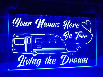 caravan neon sign blue