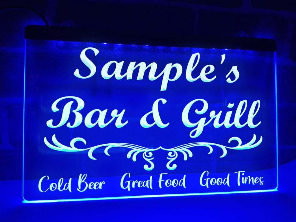 Bar and Grill Personalized Illuminated Sign – Dope Neons