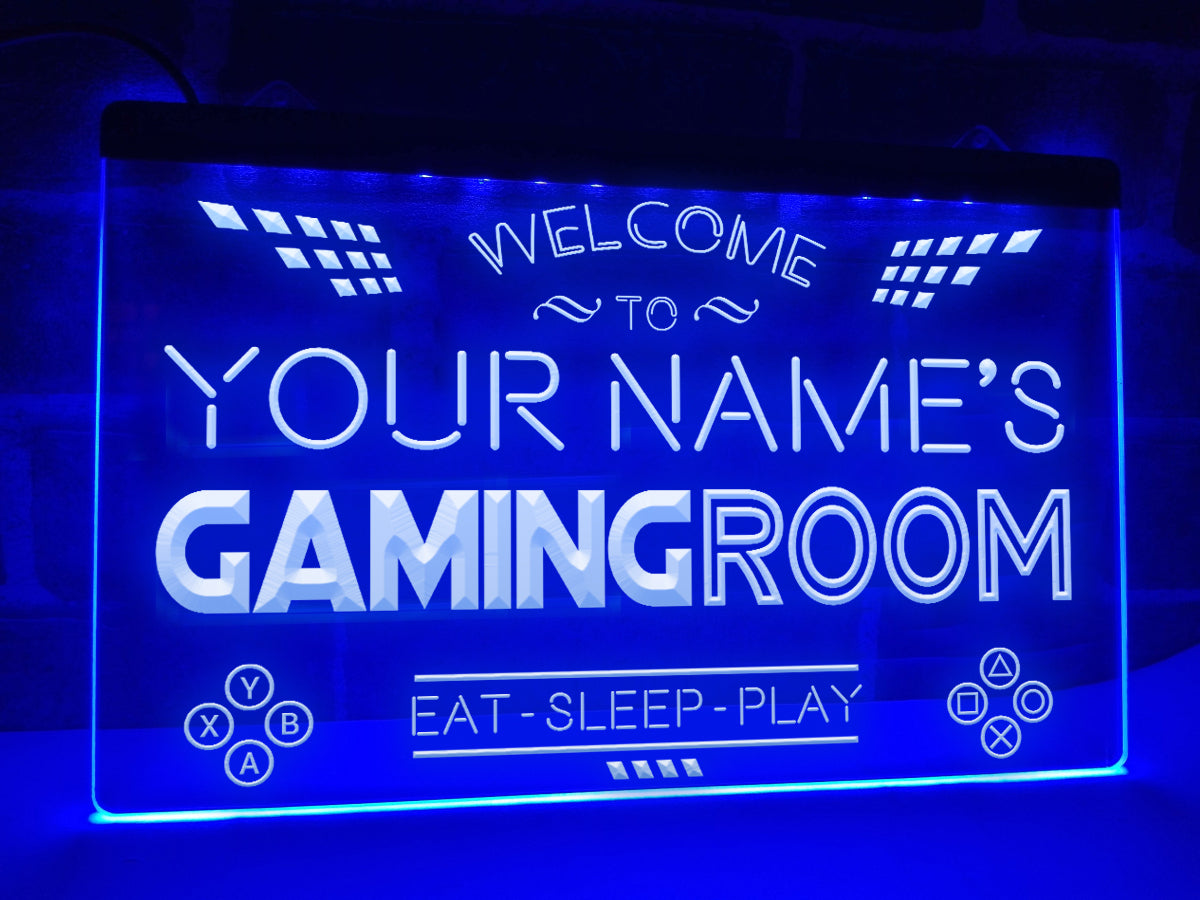 Eat Sleep Play Gaming Room Personalized Illuminated Sign – Dope Neons