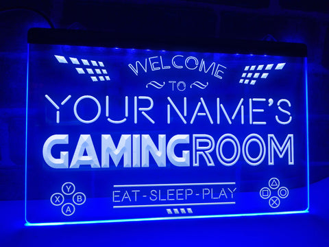 Image of Eat Sleep Play Gaming Room Personalized Illuminated Sign