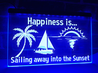 Happiness is Sailing away into the Sunset Illuminated Sign
