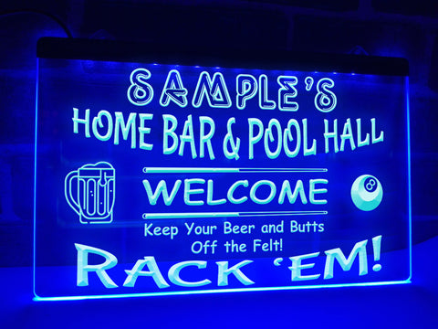 Image of Home Bar and Pool Hall Personalized Illuminated Sign