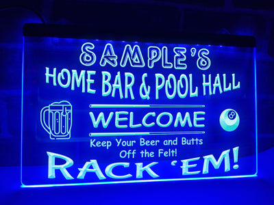 Home Bar and Pool Hall Personalized Illuminated Sign
