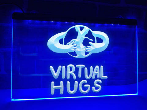 Image of Virtual Hugs Illuminated Sign