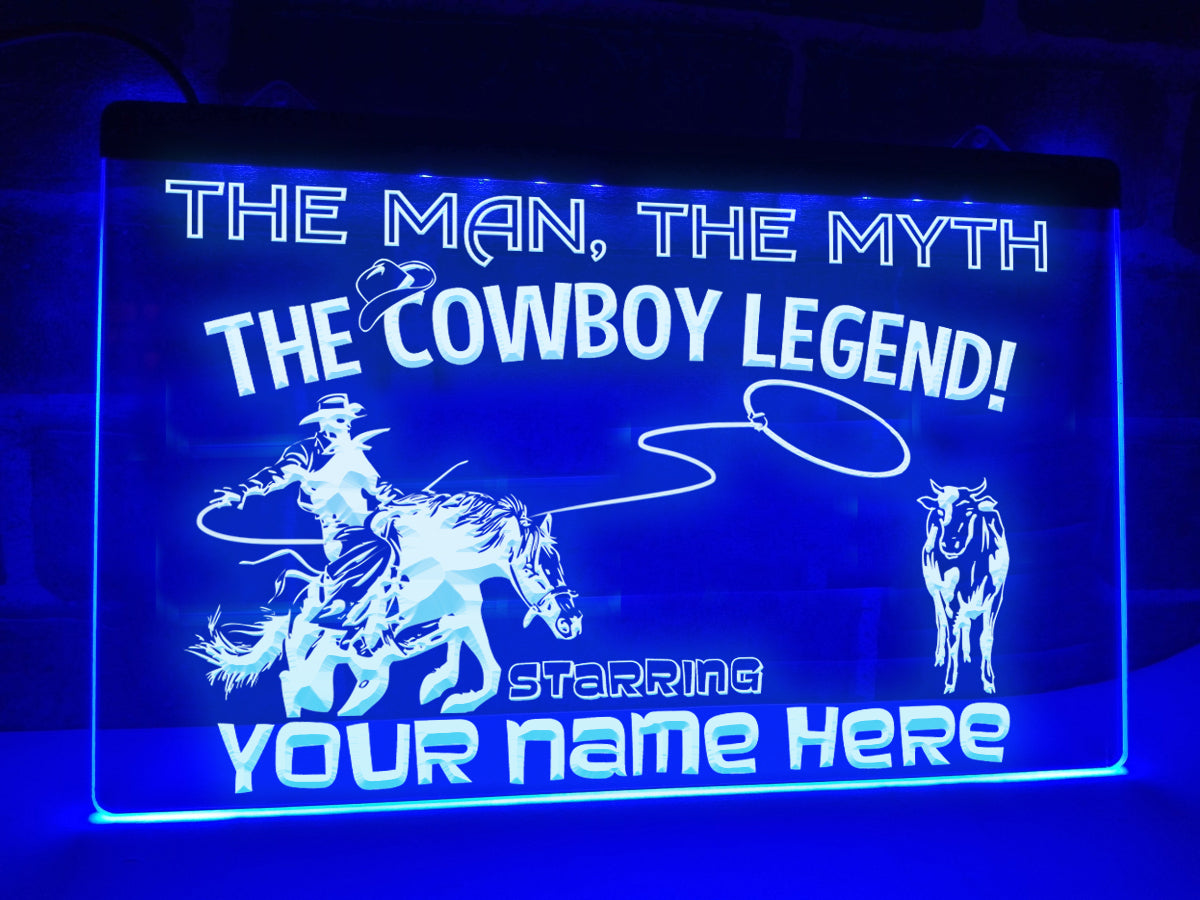 Cowboy Legend Personalized Illuminated Sign