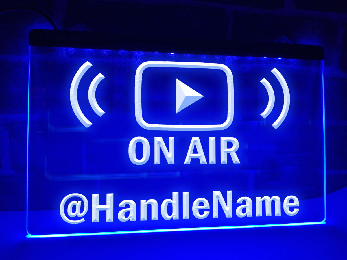 YouTube On Air Personalized Handle Name Illuminated Sign