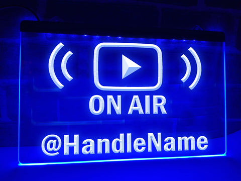 YouTube On Air Personalized Handle Name Illuminated Sign