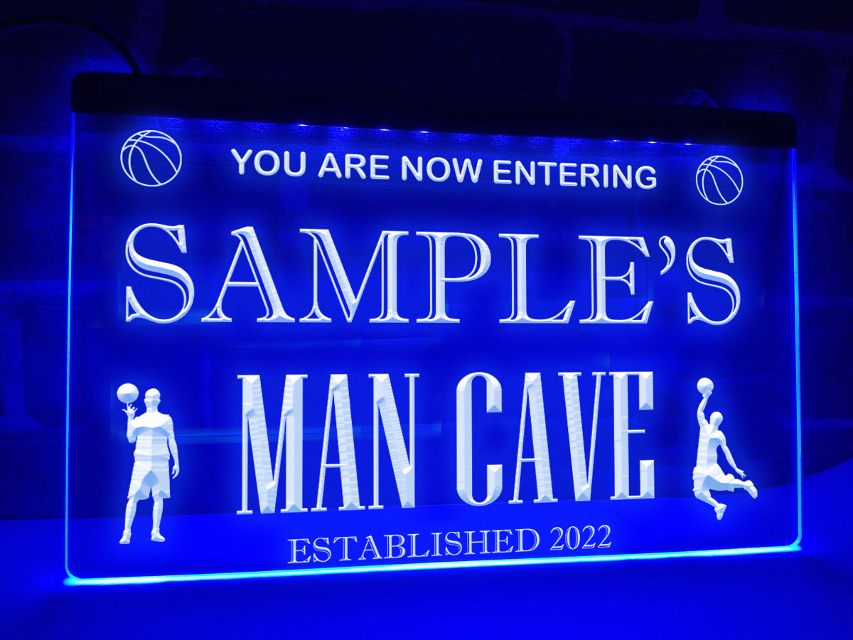 Basketball Man Cave Personalized Illuminated Sign