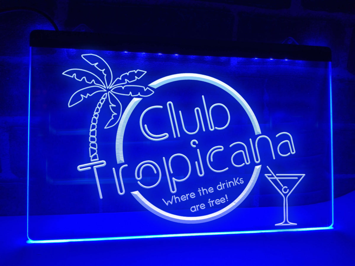 Club Tropicana LED neon sign in blue