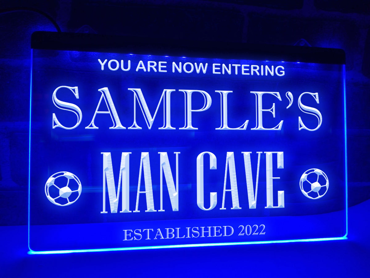 Soccer Football Man Cave Personalized Illuminated Sign