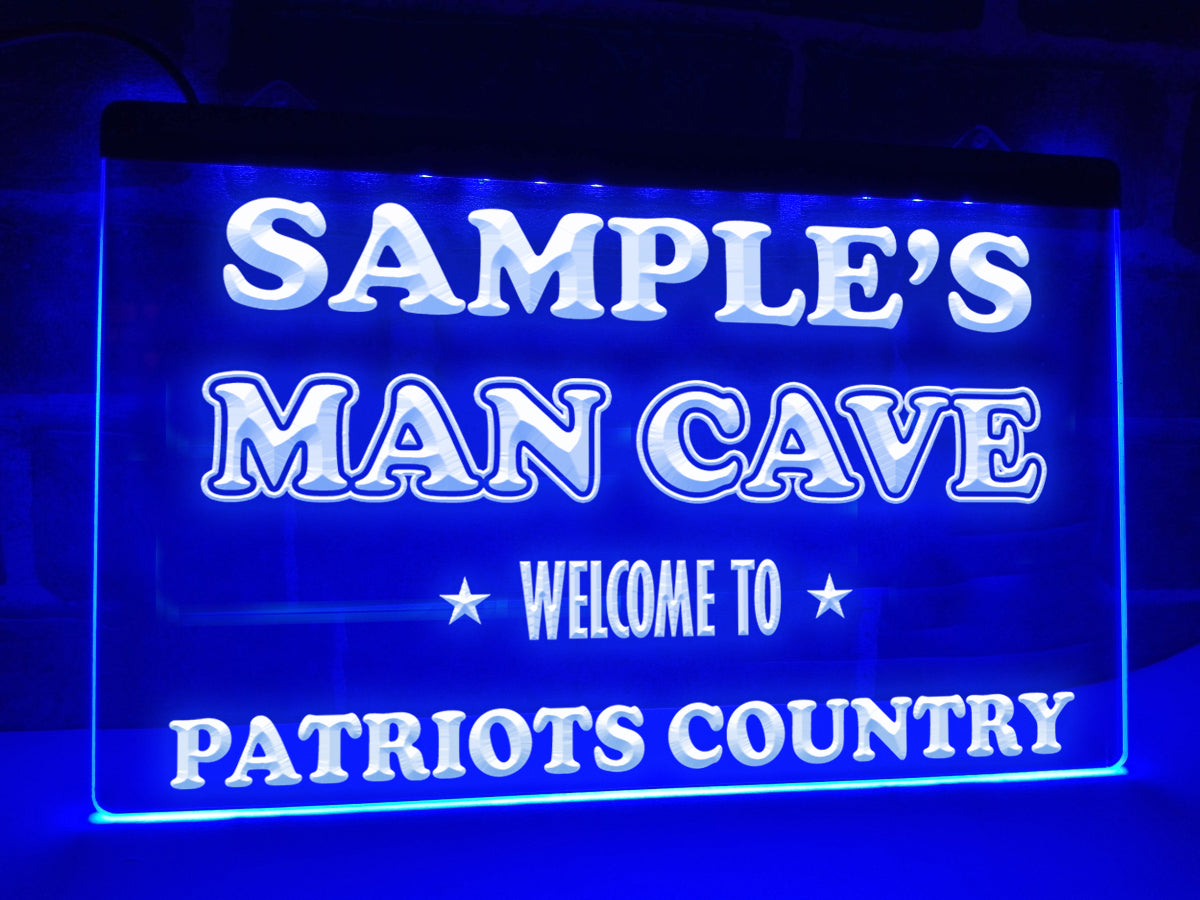 Patriots Man Cave Personalized Illuminated Sign